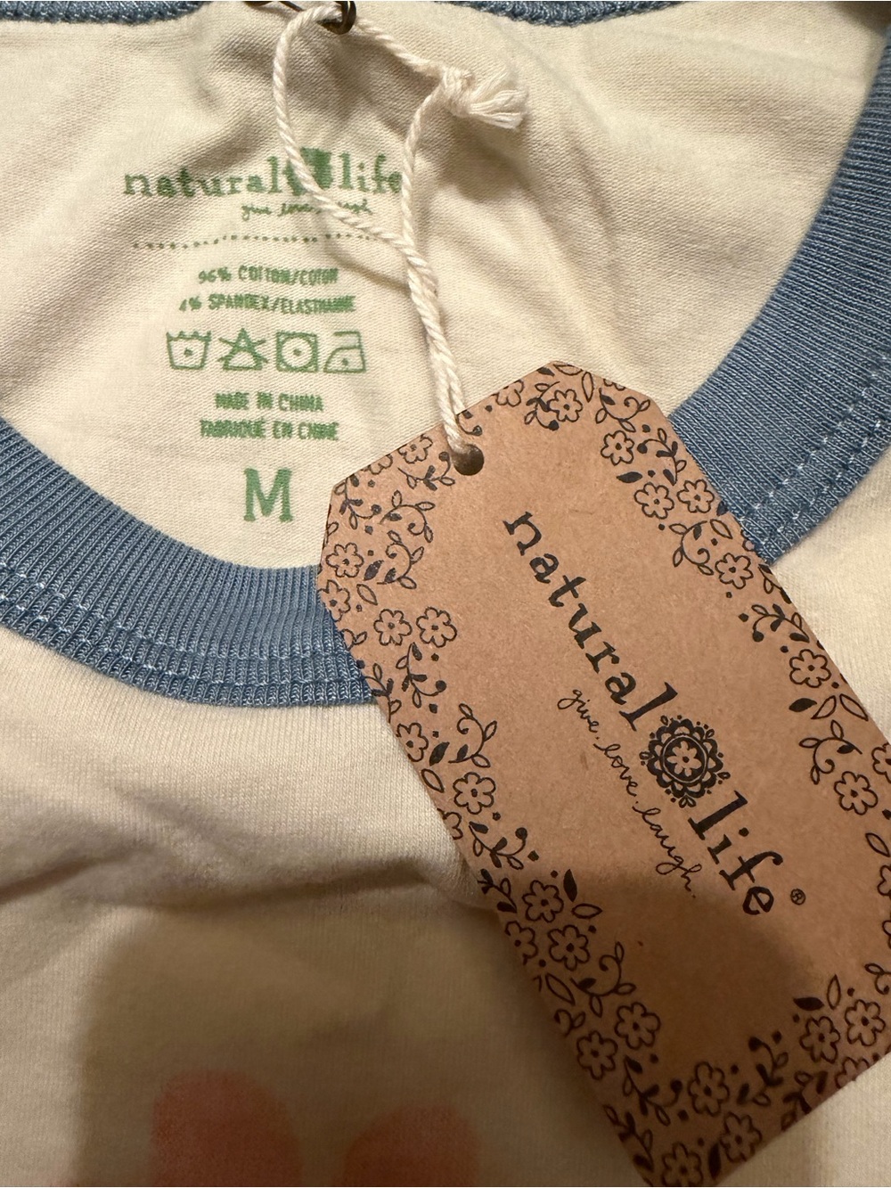 NWT Natural Life Ringer Tank in Ivory Folk Flower, Size M - Picture 3 of 3